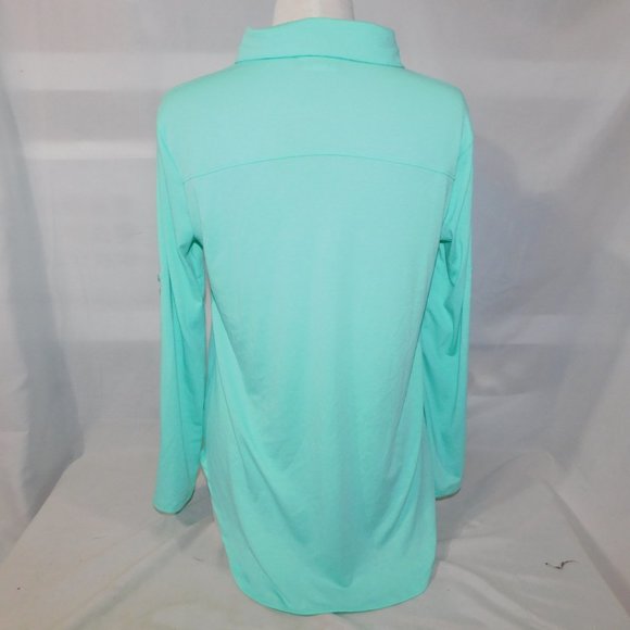 LulaRoe Womens S Seafoam Green long sleeve polo button front Blouse - Picture 9 of 11
